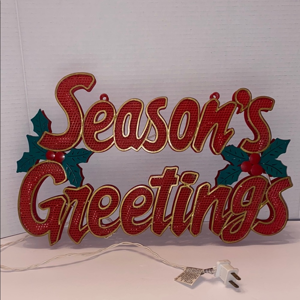 Vintage Red and Green Season's Greetings Sign